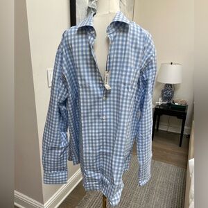 NWT Peter Millar Blue Check Button Up Shirt - Sz XL